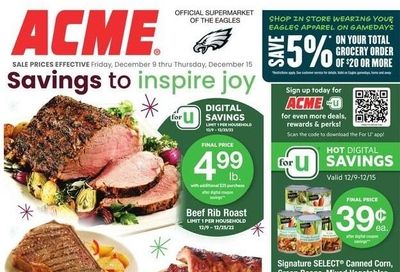 ACME (DE, NJ, NY, PA) Weekly Ad Flyer Specials December 9 to December 15, 2022