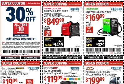 Harbor Freight Weekly Ad Flyer Specials December 9 to December 11, 2022