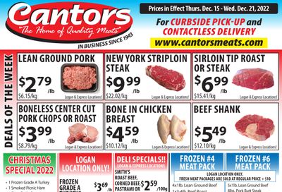 Cantor's Meats Flyer December 15 to 21