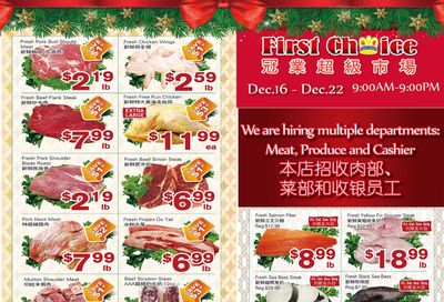 First Choice Supermarket Flyer December 16 to 22