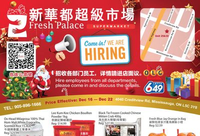 Fresh Palace Supermarket Flyer December 16 to 22
