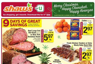 Shaw’s (MA, ME, NH, RI, VT) Weekly Ad Flyer Specials December 16 to December 24, 2022