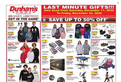 Dunham's Sports (MI, PA, WI) Weekly Ad Flyer Specials December 17 to December 23, 2022