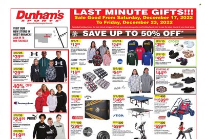 Dunham's Sports (MI) Weekly Ad Flyer Specials December 17 to December 23, 2022