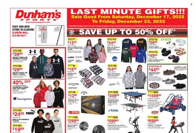 Dunham's Sports (PA) Weekly Ad Flyer Specials December 17 to December 23, 2022