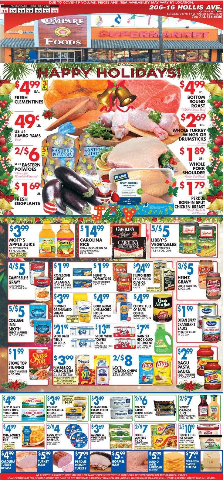 Compare Foods (NY) Weekly Ad Flyer Specials December 16 to December 22, 2022