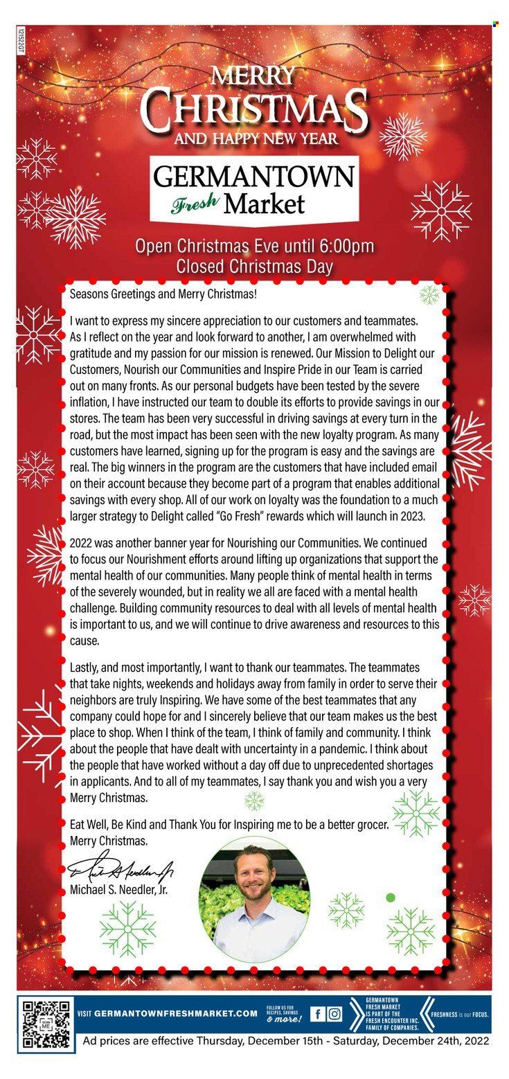 Germantown Fresh Market (OH) Weekly Ad Flyer Specials December 15 to December 24, 2022