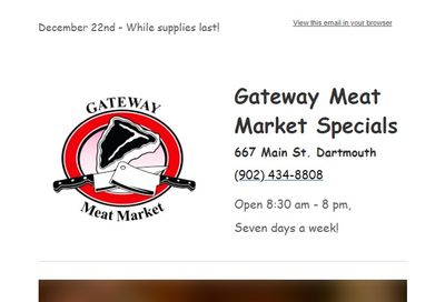 Gateway Meat Market Flyer December 22 to 28