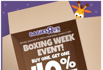 Babies R Us Boxing Week Event Flyer December 26 to January 4