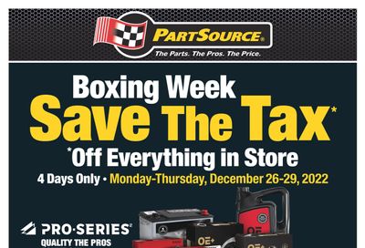 PartSource Boxing Week Flyer December 26 to 29
