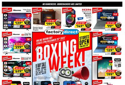 Factory Direct Boxing Week Flyer December 25 to January 3