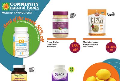 Community Natural Foods Monthly Savings Flyer December 29 to January 25