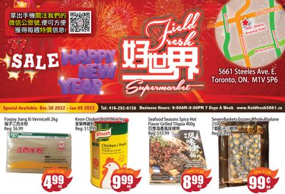 Field Fresh Supermarket Flyer December 30 to January 5
