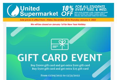 United Supermarket Flyer December 30 to January 5