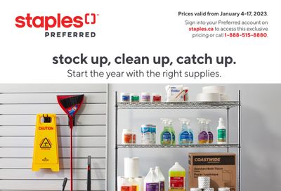 Staples Stock Up, Clean Up, Catch Up Flyer January 4 to 17