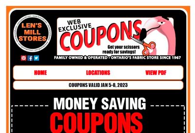Len's Mill Stores Coupons Valid From January 5 to 8