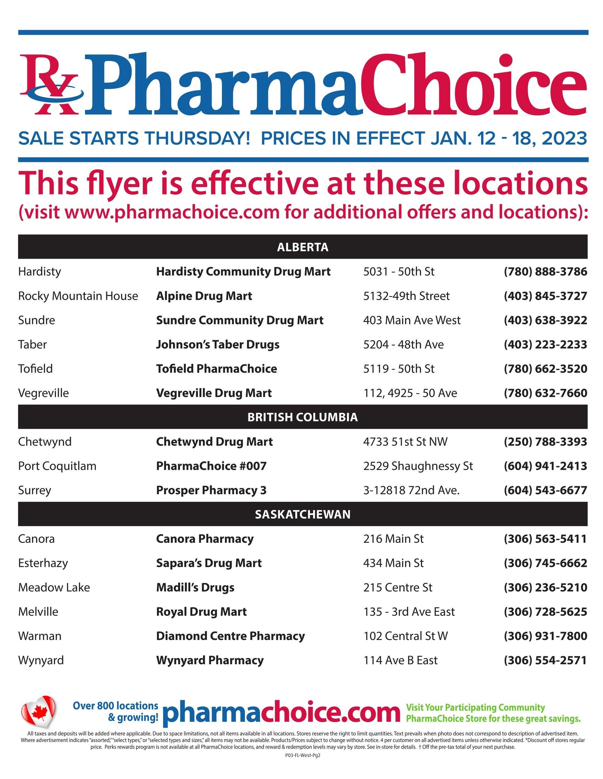 PharmaChoice (BC, AB, SK & MB) Flyer January 12 to 18