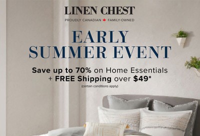 Linen Chest Early Summer Event Flyer April 22 to May 25