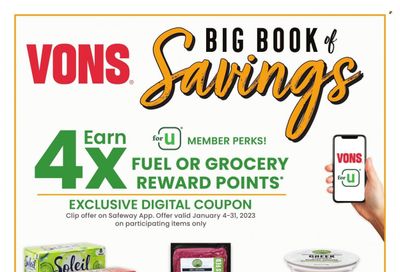 Vons (CA) Weekly Ad Flyer Specials January 4 to January 31, 2023