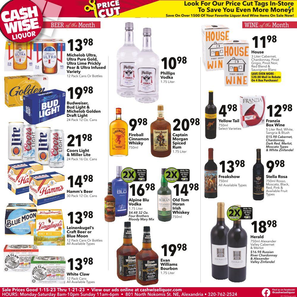 Cash Wise Liquor Only (MN) Weekly Ad Flyer Specials January 15 to January 21, 2023