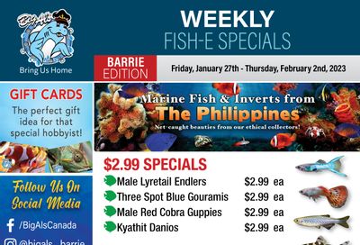 Big Al's (Barrie) Weekly Specials January 27 to February 2