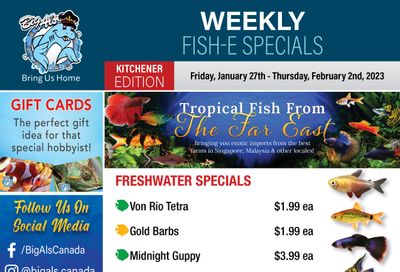 Big Al's (Kitchener) Weekly Specials January 27 to February 2