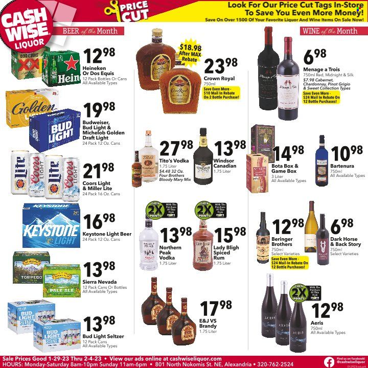 Cash Wise Liquor Only (MN) Weekly Ad Flyer Specials January 29 to February 4, 2023