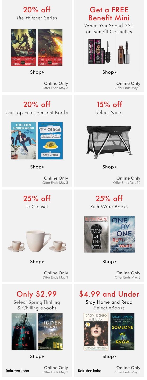 Chapters Indigo Online Deals of the Week April 27 to May 3