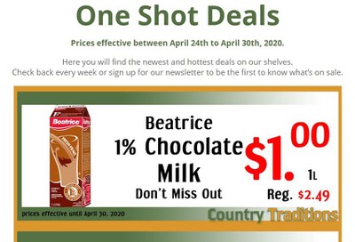 Country Traditions One-Shot Deals Flyer April 24 to 30
