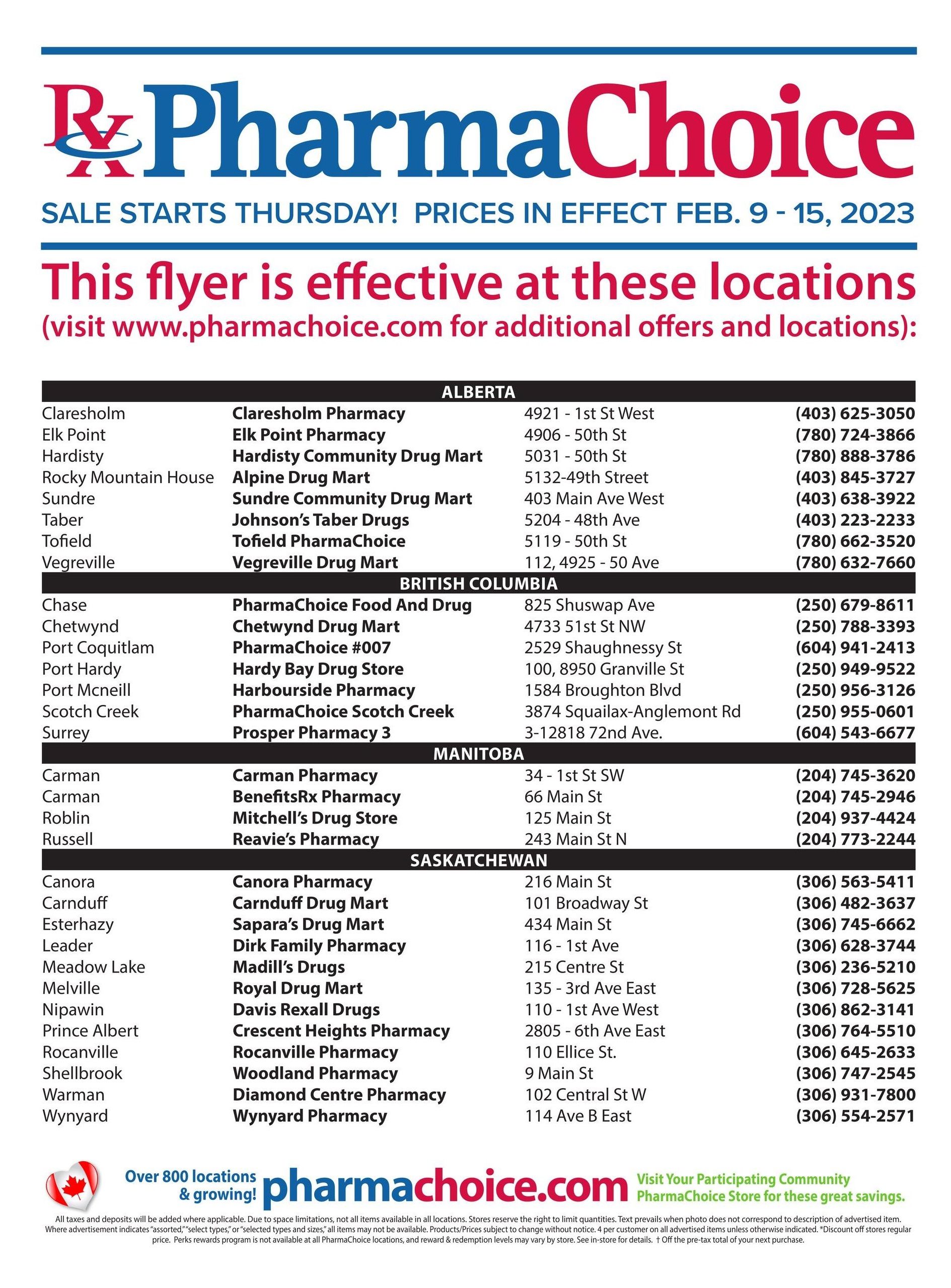 PharmaChoice (BC, AB, SK & MB) Flyer February 9 to 15