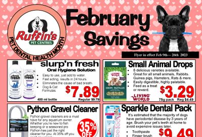 Rufiin's Pet Centre Flyer February 9 to 26