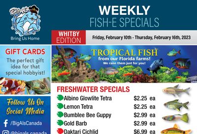 Big Al's (Whitby) Weekly Specials February 10 to 16