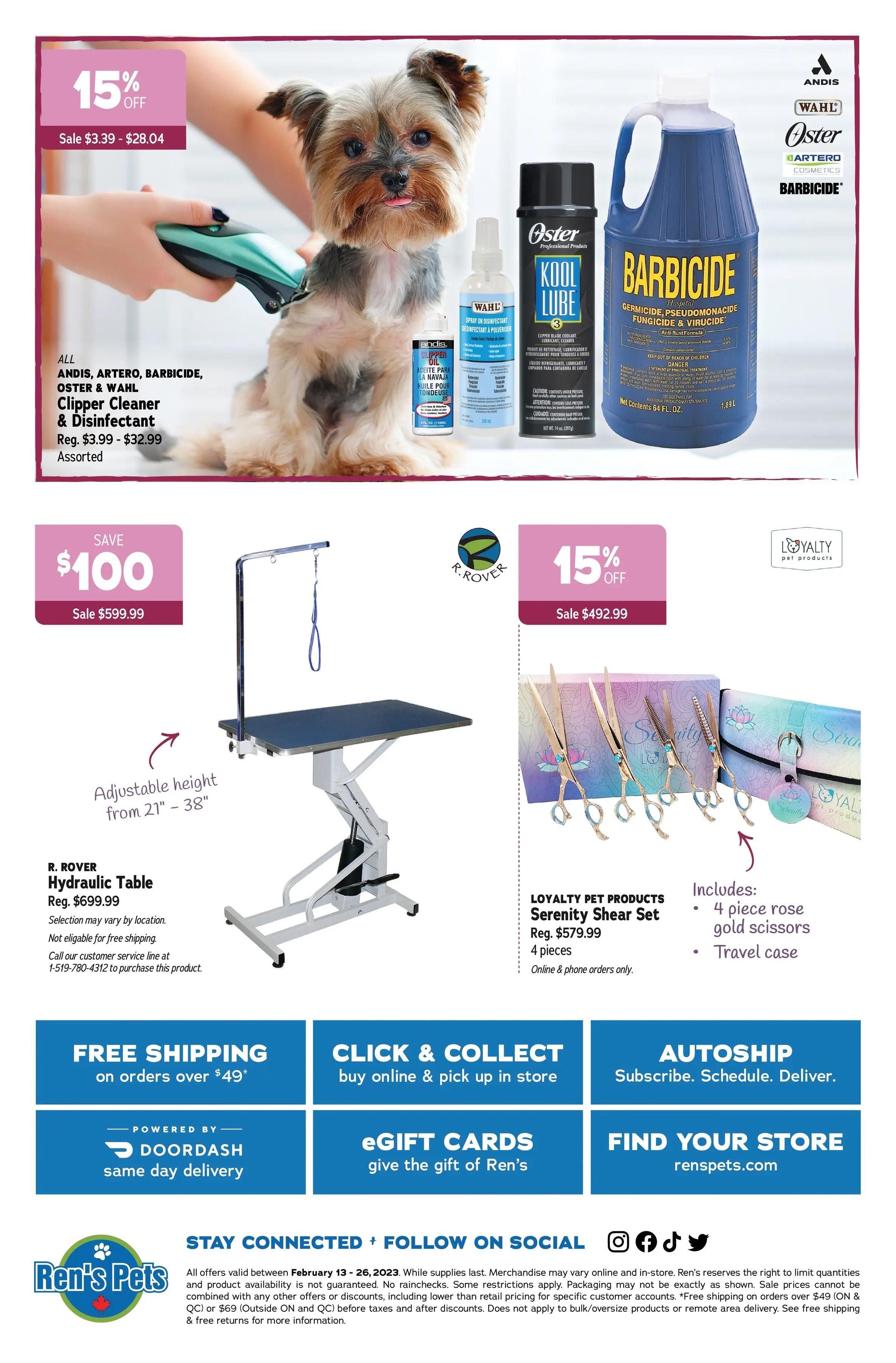 Ren's Pets Grooming Sale Flyer February 13 to 26