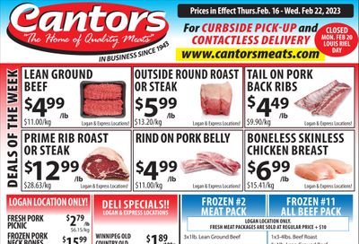 Cantor's Meats Flyer February 16 to 22