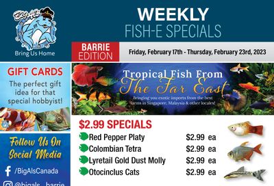 Big Al's (Barrie) Weekly Specials February 17 to 23