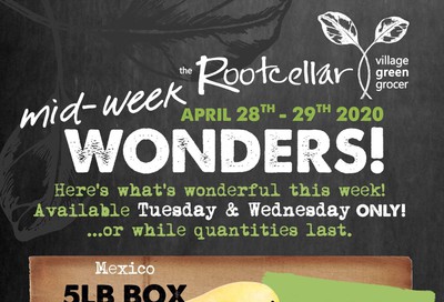 The Root Cellar Mid-Week Flyer April 28 and 29