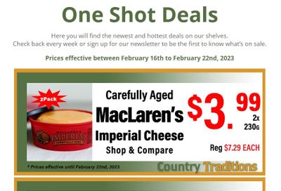 Country Traditions One-Shot Deals Flyer February 16 to 22