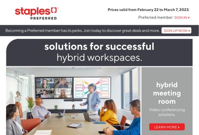 Staples Hybrid Work Solutions Flyer February 22 to March 7