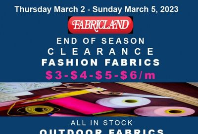Fabricland (Oshawa, Whitby, Kitchener, St. Catharines, Welland) Flyer March 2 to 5
