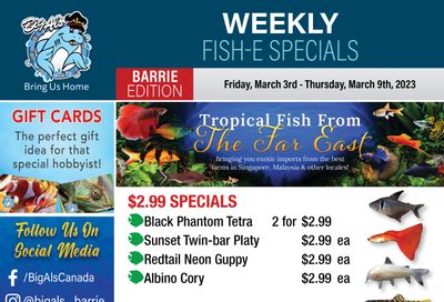 Big Al's (Barrie) Weekly Specials March 3 to 9