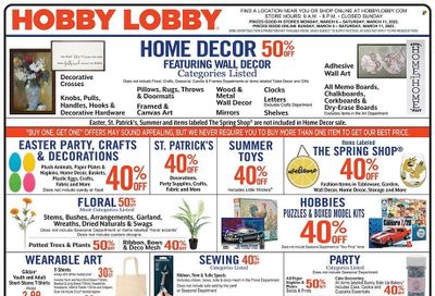 Hobby Lobby Weekly Ad Flyer Specials March 5 to March 11, 2023
