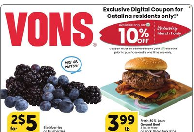 Vons (CA) Weekly Ad Flyer Specials March 1 to March 7, 2023