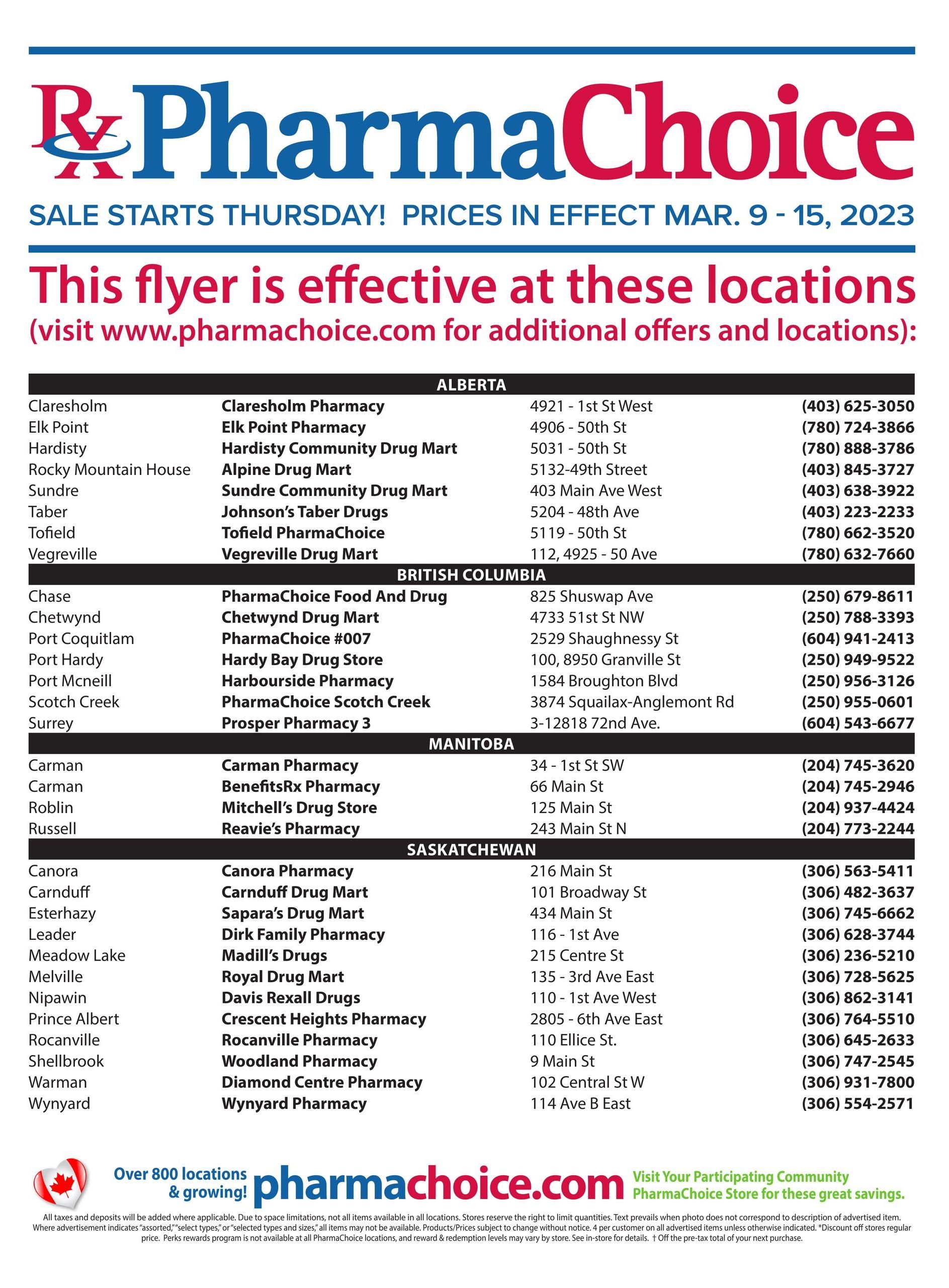 PharmaChoice (BC, AB, SK & MB) Flyer March 9 to 15