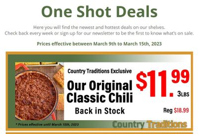 Country Traditions One-Shot Deals Flyer March 9 to 15