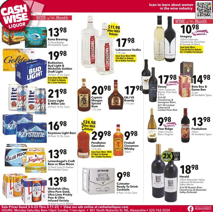 Cash Wise Liquor Only (MN) Weekly Ad Flyer Specials March 5 to March 11, 2023