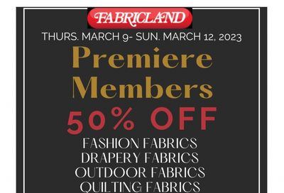 Fabricland (Oshawa, Whitby, Kitchener, St. Catharines, Welland) Flyer March 9 to 12