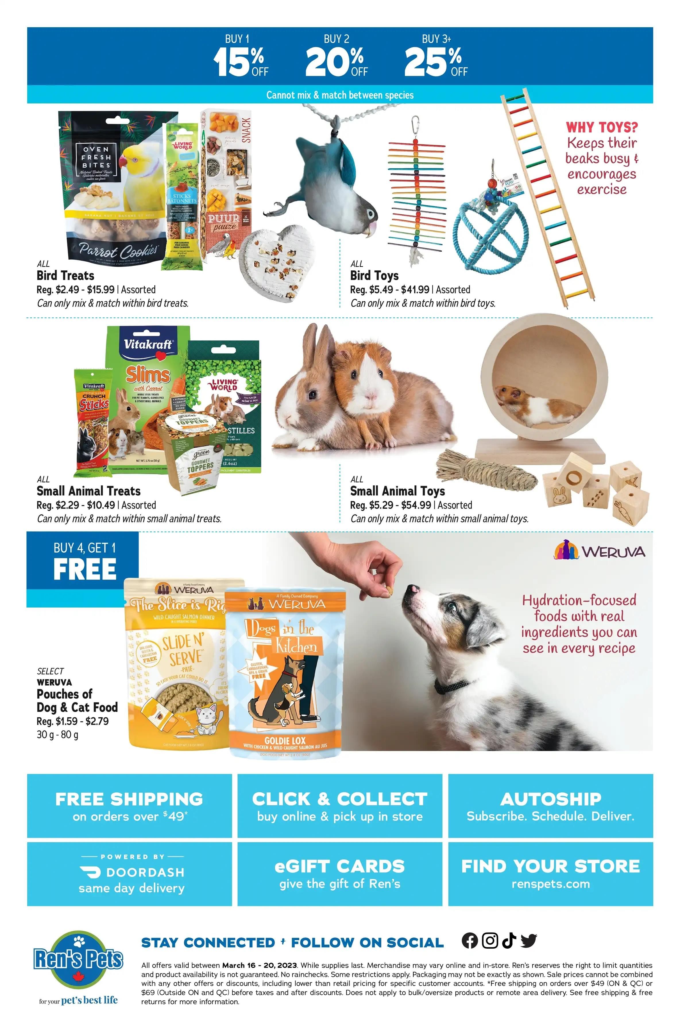 Ren's Pets Buy More Save More Treats & Toys Flyer March 16 to 20
