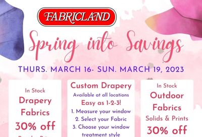 Fabricland (Oshawa, Whitby, Kitchener, St. Catharines, Welland) Flyer March 16 to 19