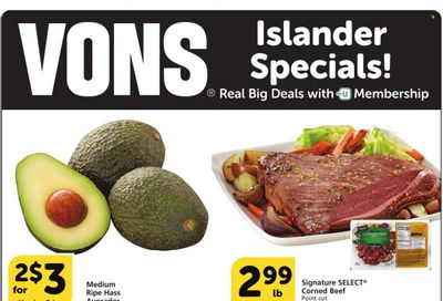 Vons (CA) Weekly Ad Flyer Specials March 15 to March 21, 2023