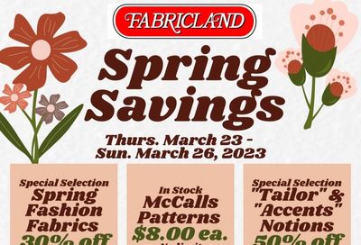 Fabricland (Oshawa, Whitby, Kitchener, St. Catharines, Welland) Flyer March 23 to 26